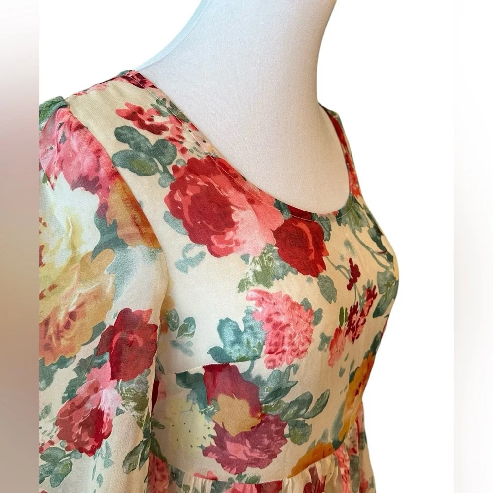Line & DOT Sheer Floral Peplum Blouse - Picture 3 of 9